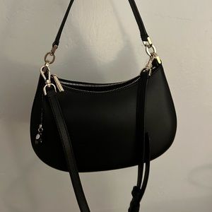 kate spade black leather crossover handbag